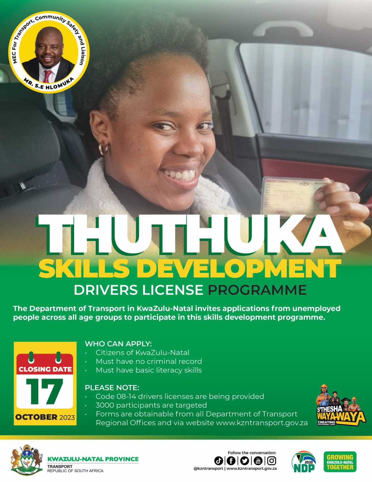 THUTHUKA SKILLS DEVELOPMENT DRIVER'S LICENCE PROGRAMME (3000